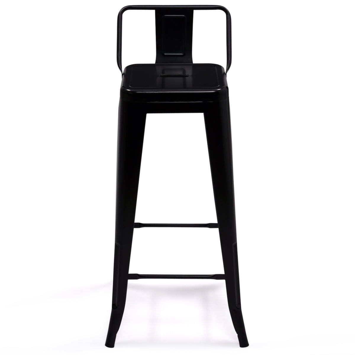 ID MARKET Lot de 4 tabourets de bar LENY métal noir mat et dossier aspect brut factory