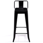 Voir la diapositive 3 : ID MARKET Lot de 4 tabourets de bar LENY métal noir mat et dossier aspect brut factory