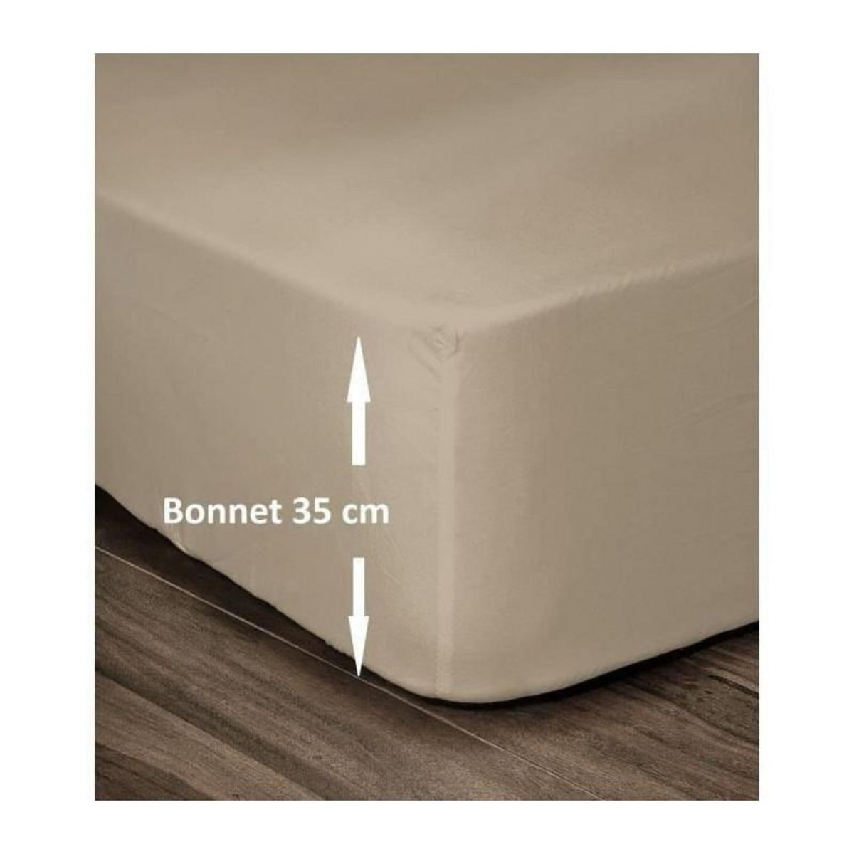 LOVELY HOME LOVELY HOME Drap Housse 100% Coton 180x200cm - Bonnet 35cm - Beige
