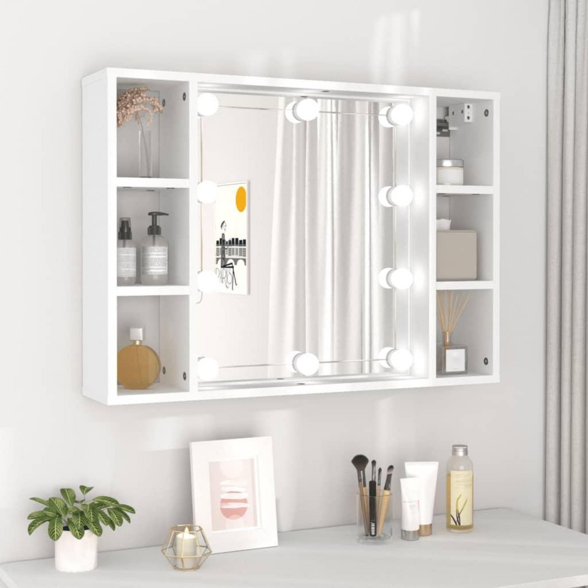 VIDAXL Armoire a miroir avec LED Blanc 76x15x55 cm