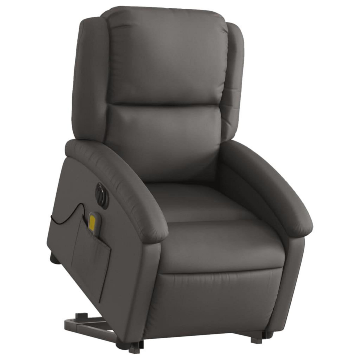 VIDAXL Fauteuil inclinable de massage electrique gris cuir veritable