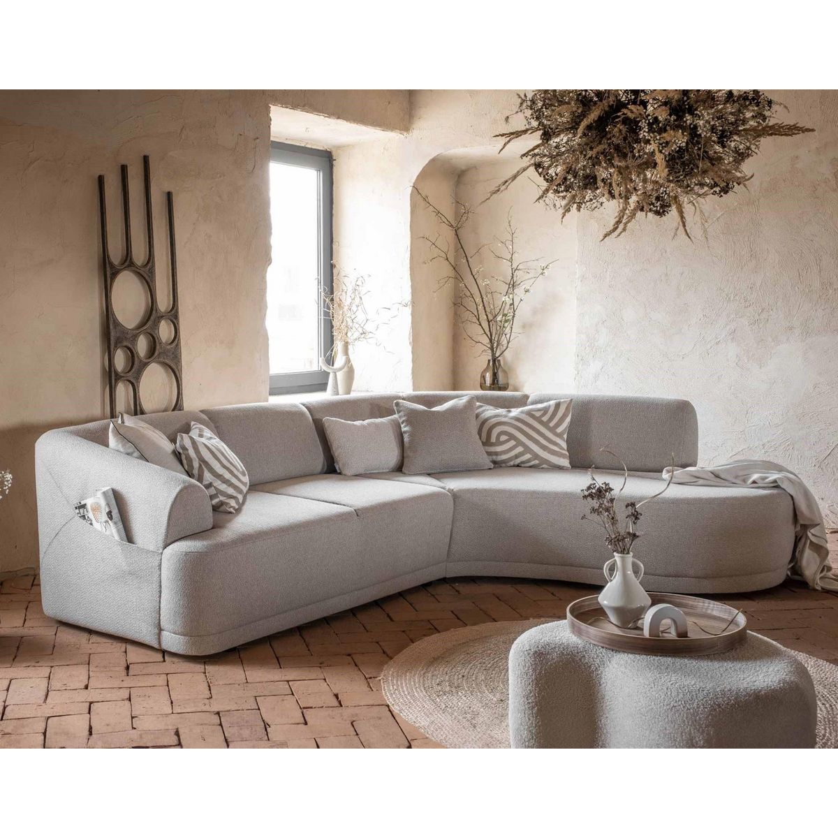 BEST MOBILIER Siena - canapé d'angle droit - 5 places - en tissu