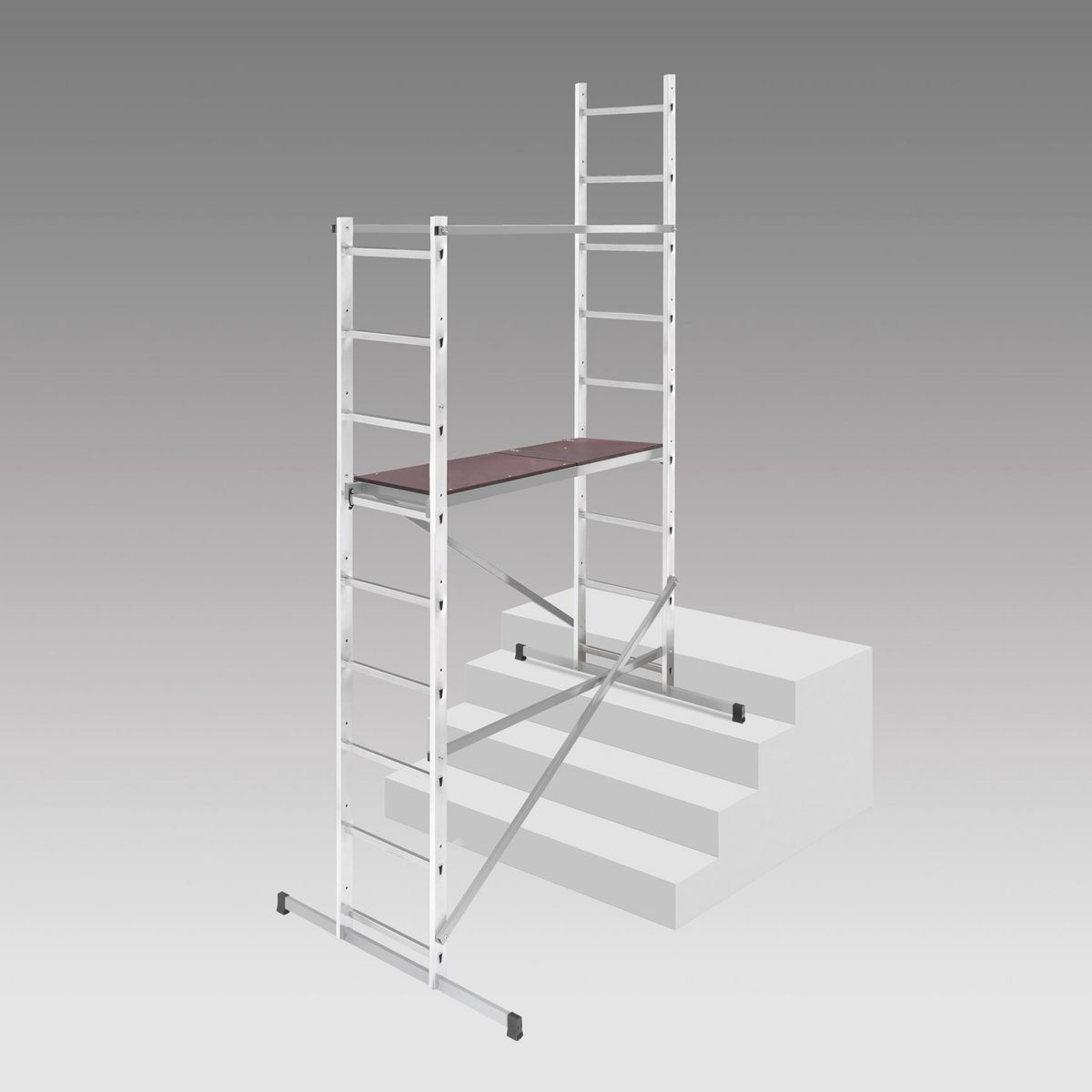 HAILO Echafaudage roulant d'escalier 4m en aluminium - HOBBYSTEP H4