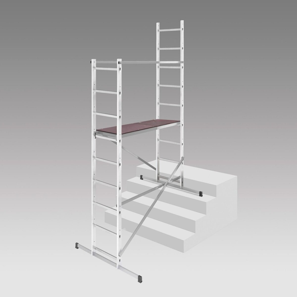 HAILO Echafaudage roulant d'escalier 4m en aluminium - HOBBYSTEP H4