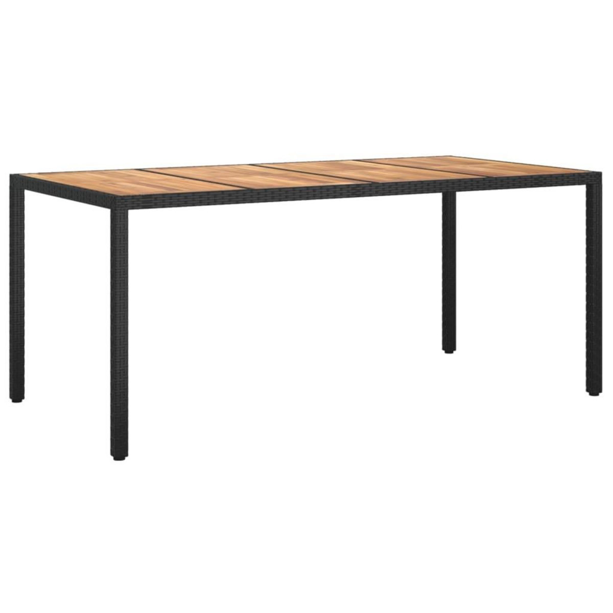 VIDAXL Table de jardin 190x90x75 cm Resine tressee et bois acacia Noir