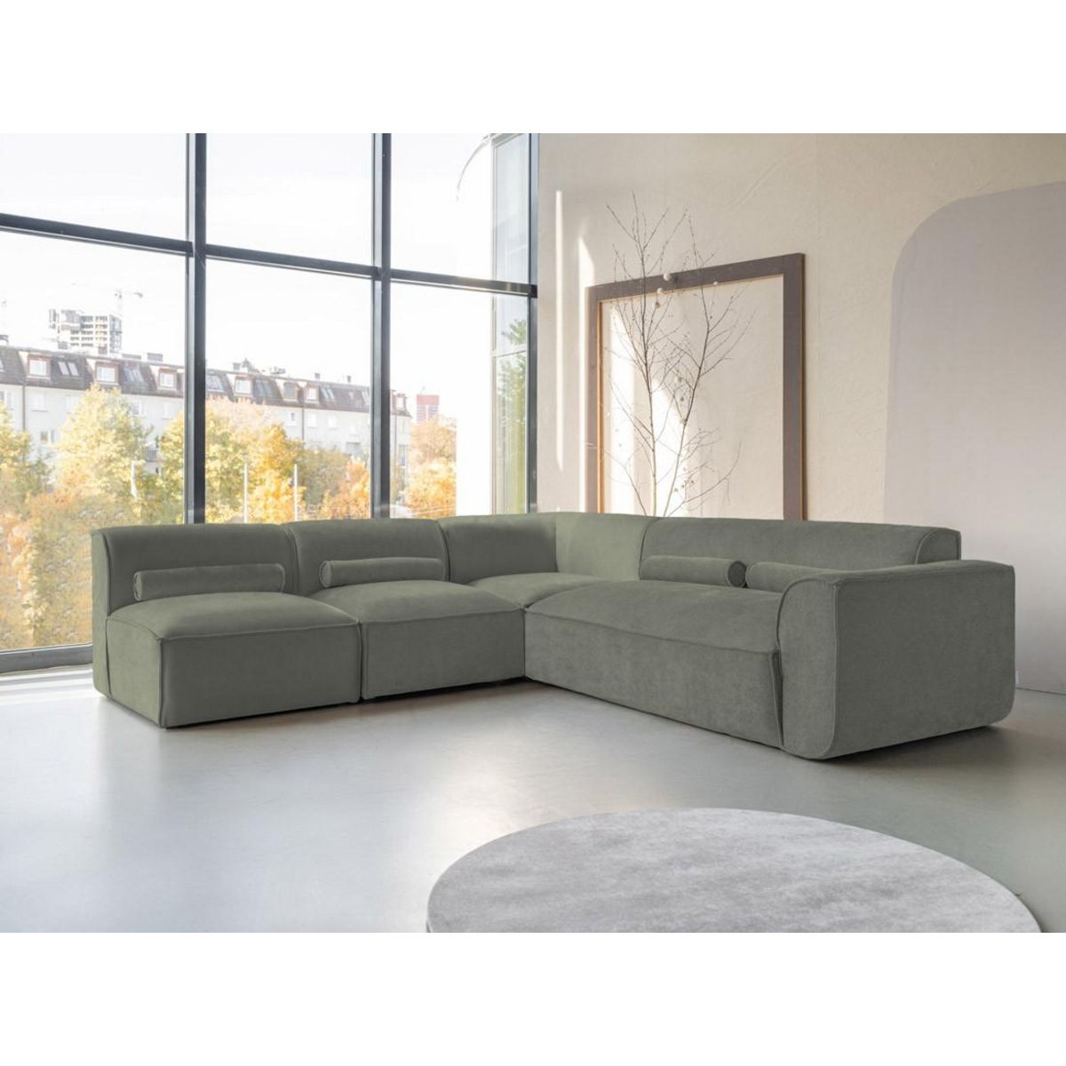 BEST MOBILIER Felix - canapé modulable d'angle gauche 5 places en tissu texturé