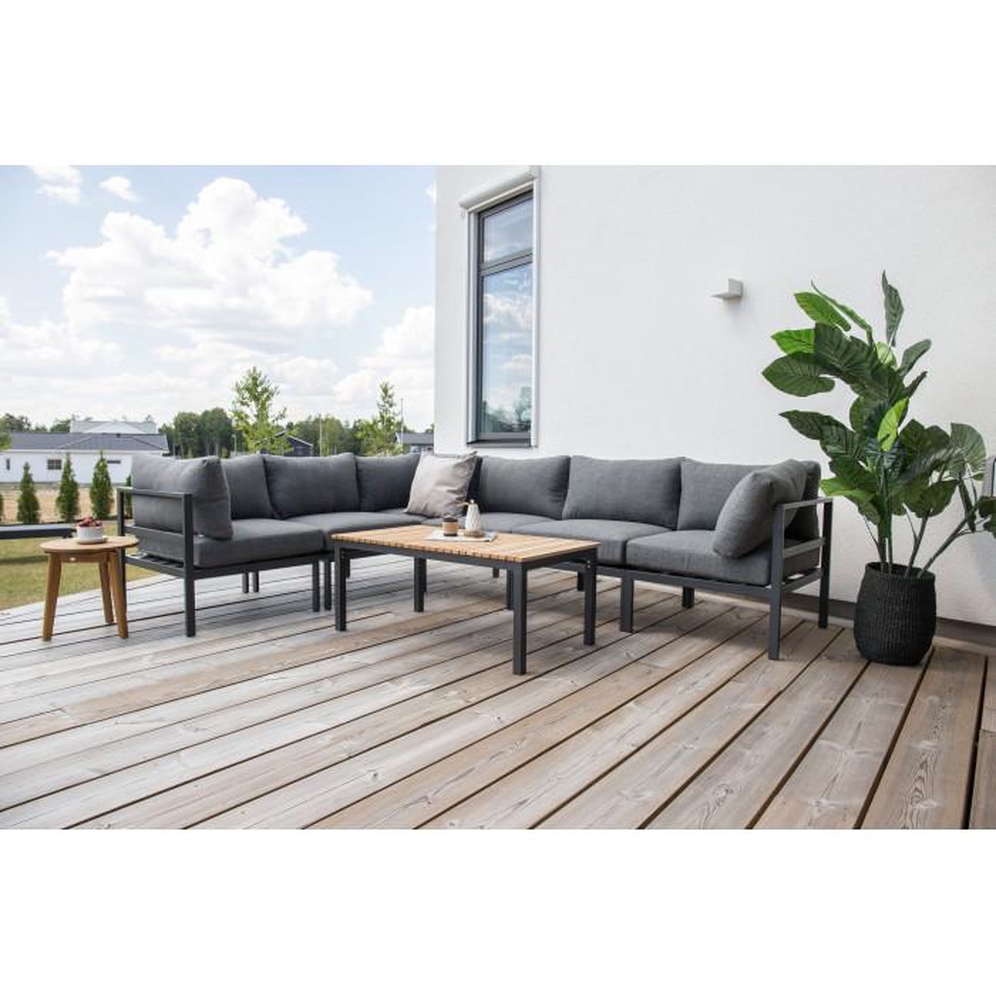 Voir la diapositive 3 : Paris Prix Table Basse de Jardin  Brasilia  110cm Naturel & Noir