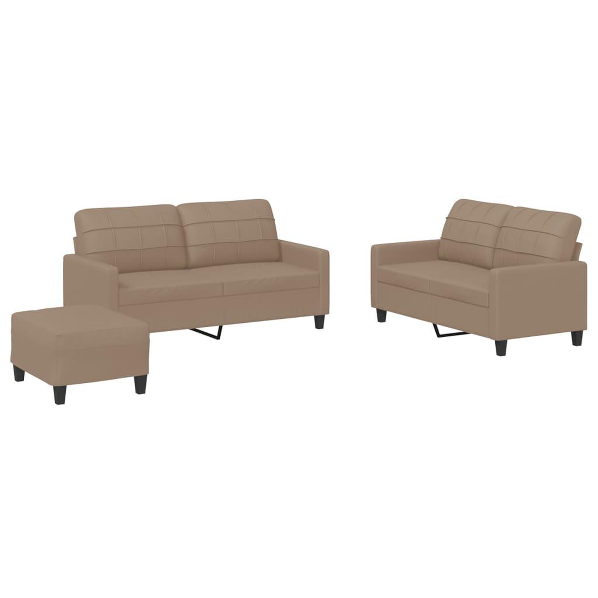 Voir la diapositive 2 : VIDAXL Ensemble de canapes 3 pcs avec coussins Cappuccino Similicuir