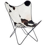 Paris Prix Fauteuil Design Peau de Vache  Papillon  92cm Noir & Blanc
