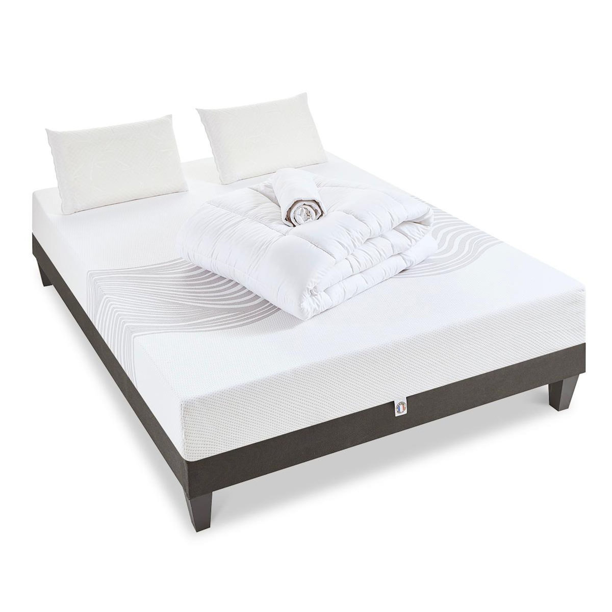 OLYMPE LITERIE OLYMPE LITERIE | Pack Prêt à dormir SENSITIVE | Matelas Mémoire de forme + Sommier + Accessoires