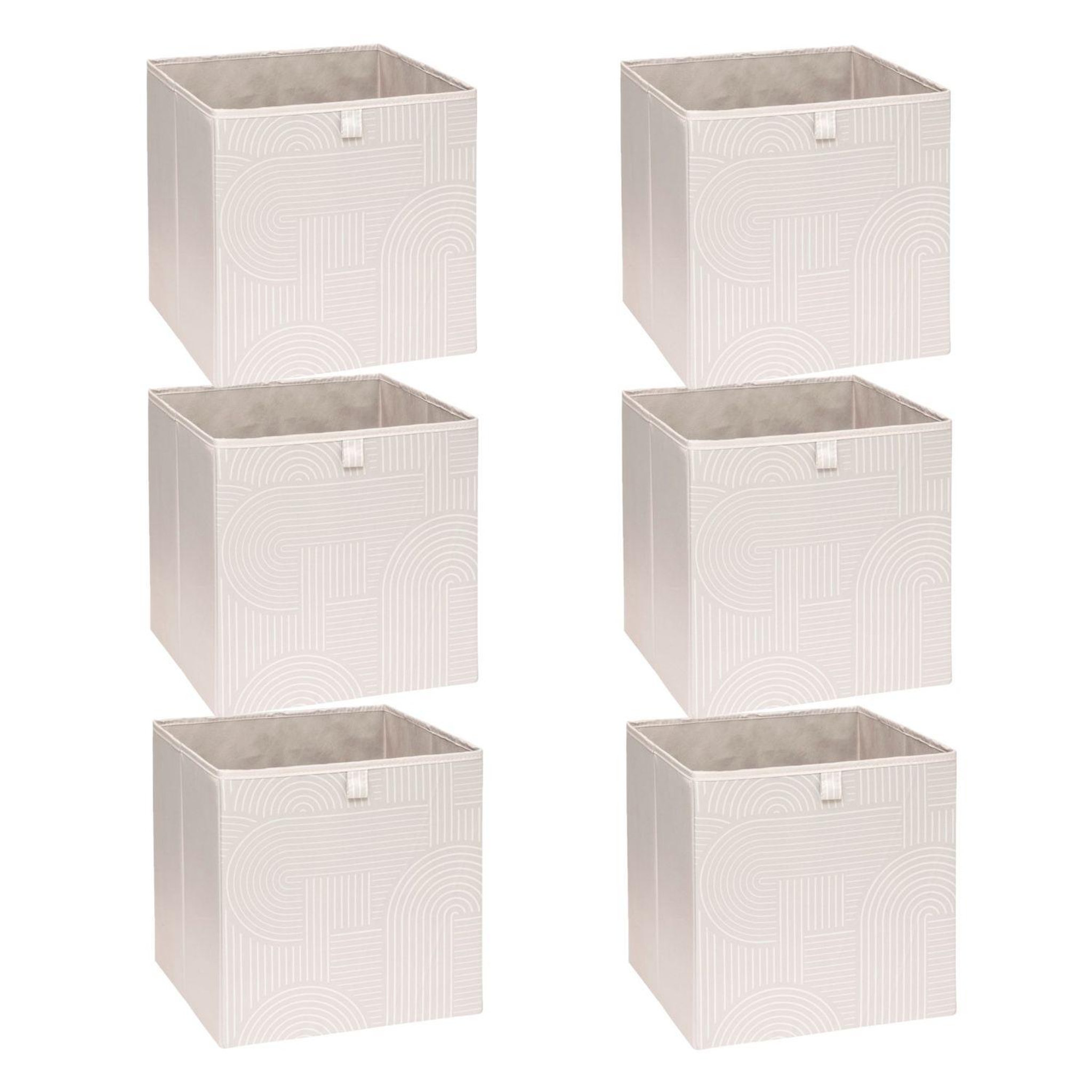 FIVE Lot de 6 boîtes de rangement ARCHE - L. 31 x l. 31 x H. 31 cm - Beige