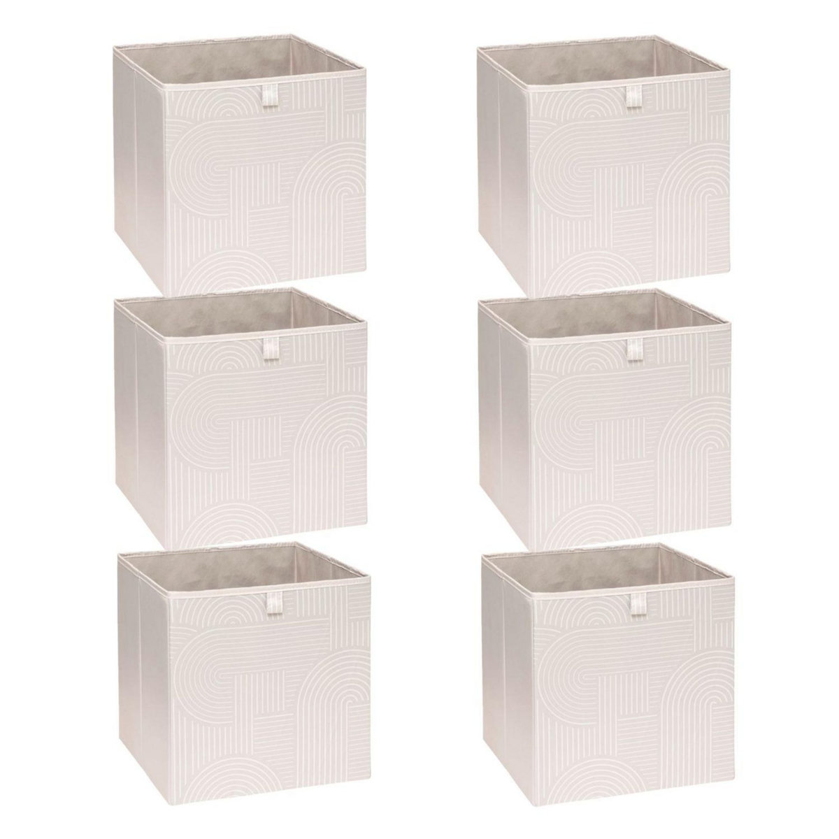 FIVE Lot de 6 boîtes de rangement ARCHE - L. 31 x l. 31 x H. 31 cm - Beige