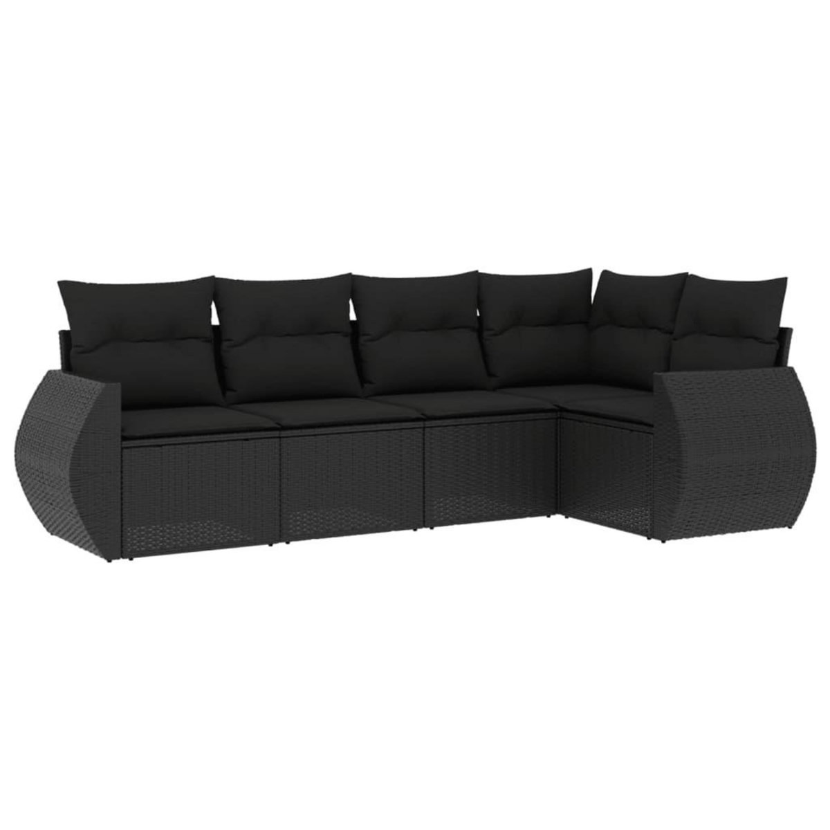 VIDAXL Salon de jardin 5 pcs avec coussins noir resine tressee