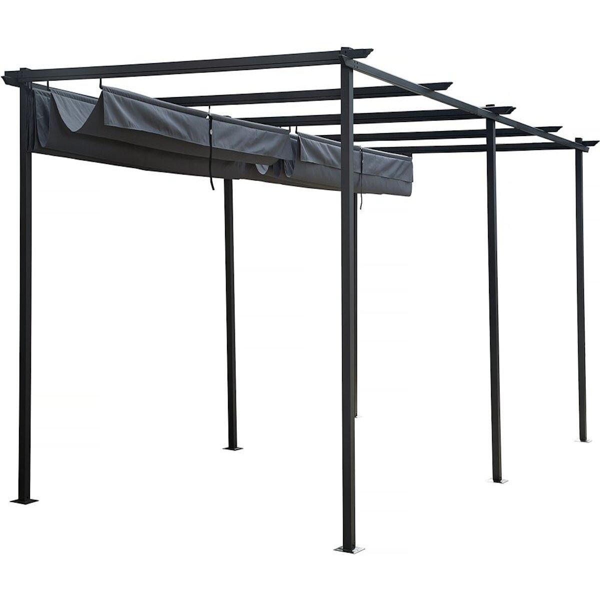 Habitat et Jardin Pergola en métal avec toit rétractable - 3 x 6 m - Anthracite