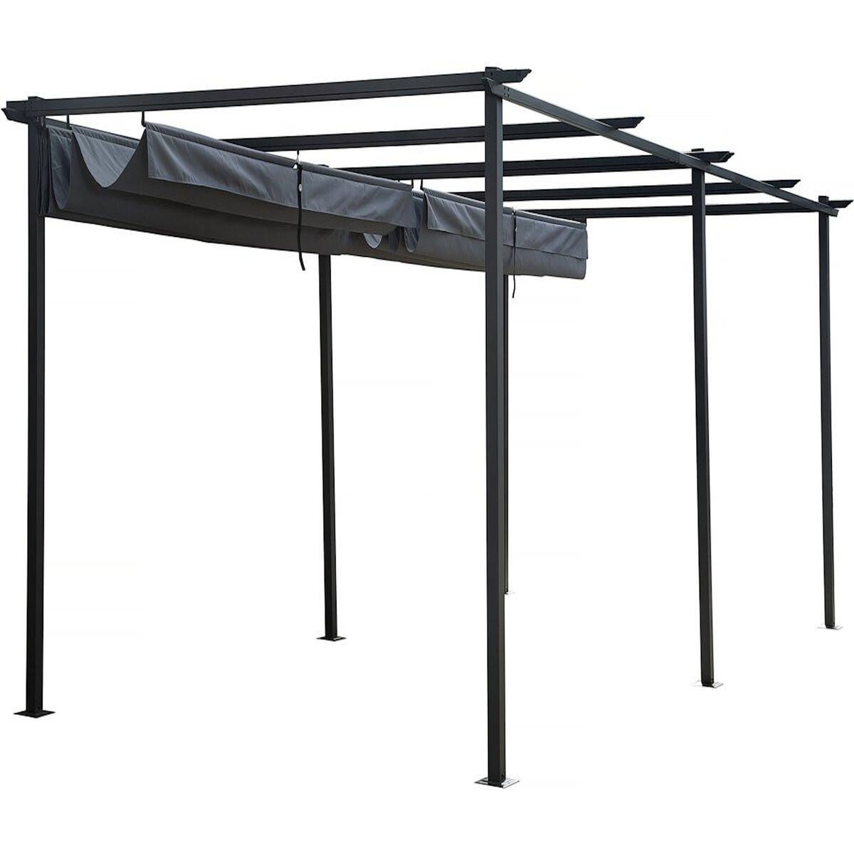 Habitat et Jardin Pergola en métal avec toit rétractable - 3 x 6 m - Anthracite