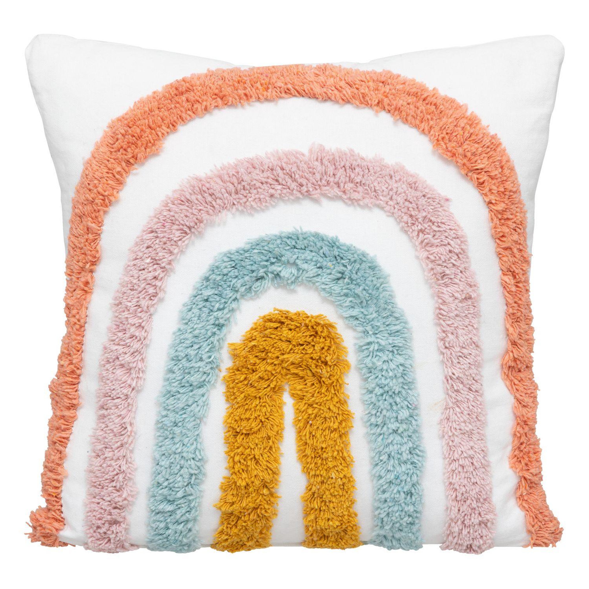 ATMOSPHERA Coussin enfant arc-en-ciel tufté - 38 x 38 cm - multicolore