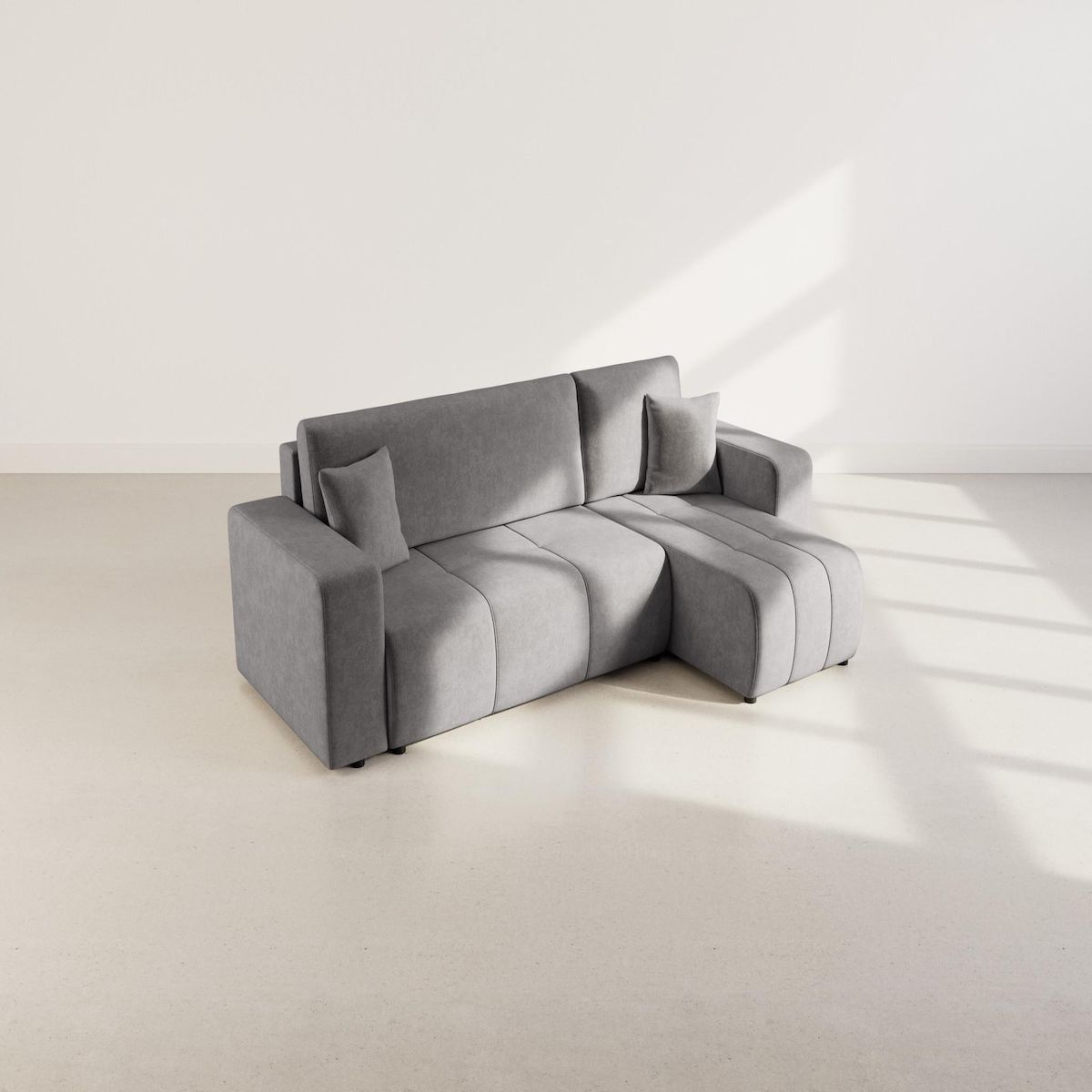 BEST MOBILIER Nicole - canapé d'angle réversible 4 places convertible avec coffre en tissu