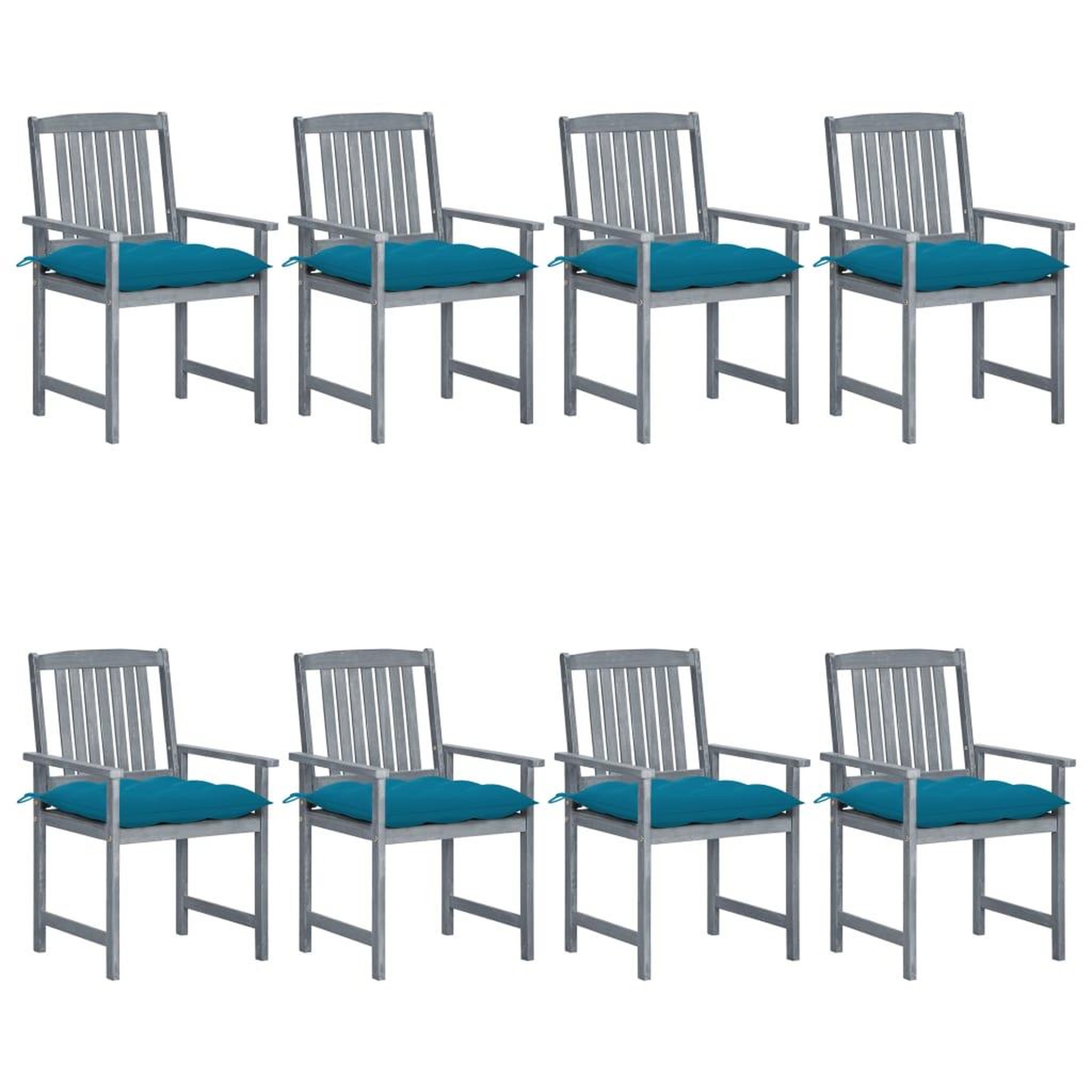 Voir la diapositive 1 : VIDAXL Chaises de jardin et coussins lot de 8 Bois acacia solide Gris