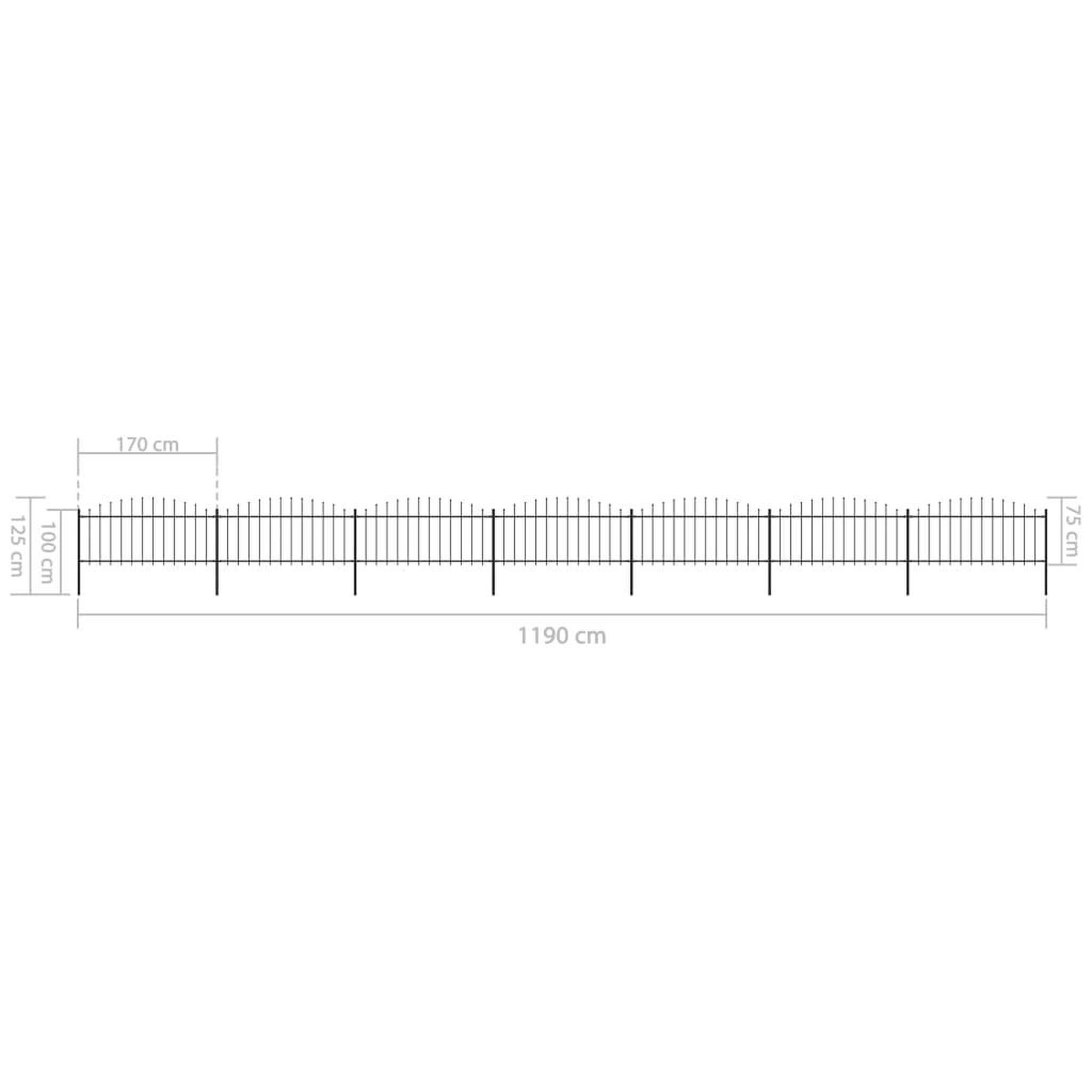 Voir la diapositive 6 : VIDAXL Cloture de jardin a dessus en lance Acier (0,5-0,75)x11,9m Noir