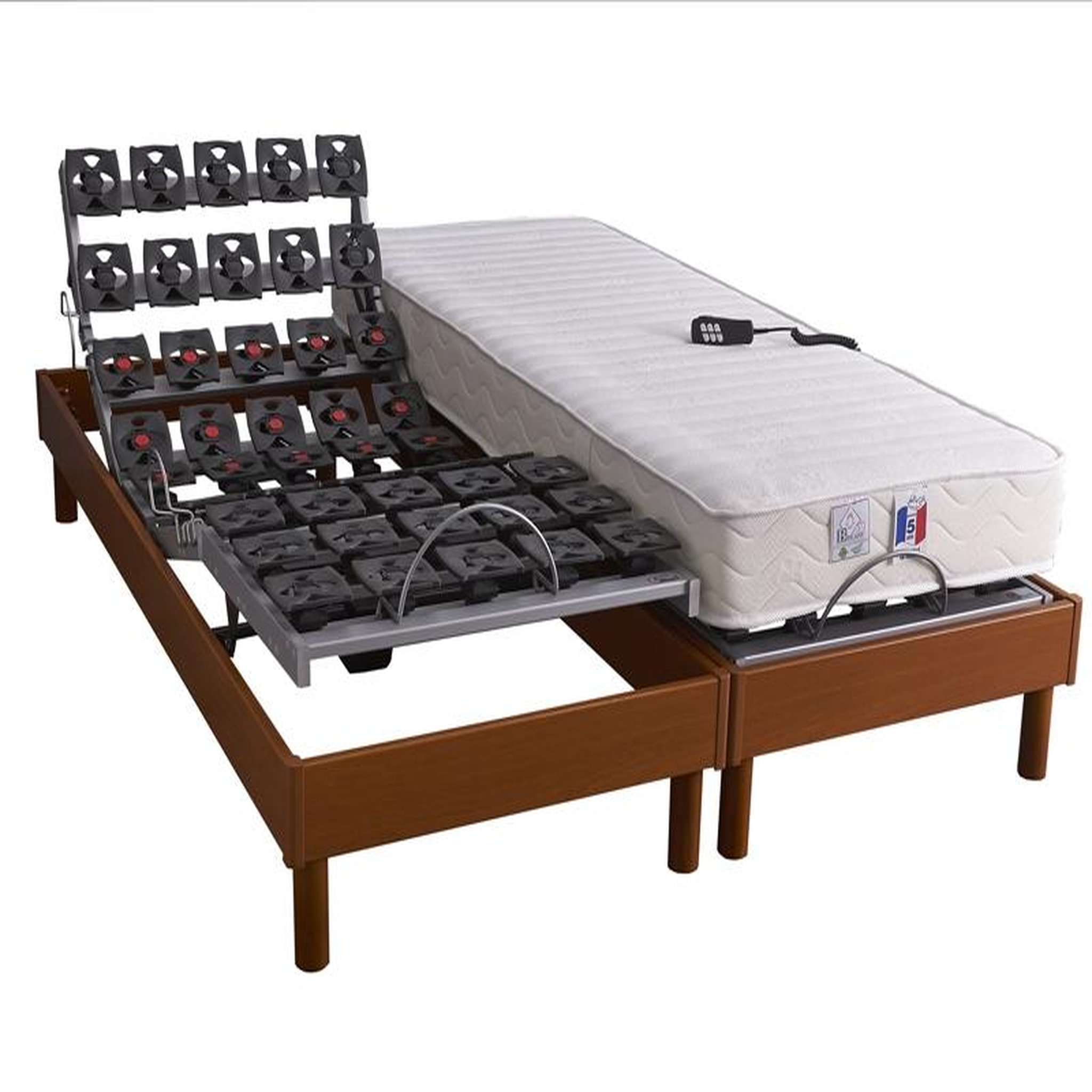 IDLITERIE Ensemble Relaxation Tous Plots + Matelas 100% Latex 5 Zones 2x90 x 200