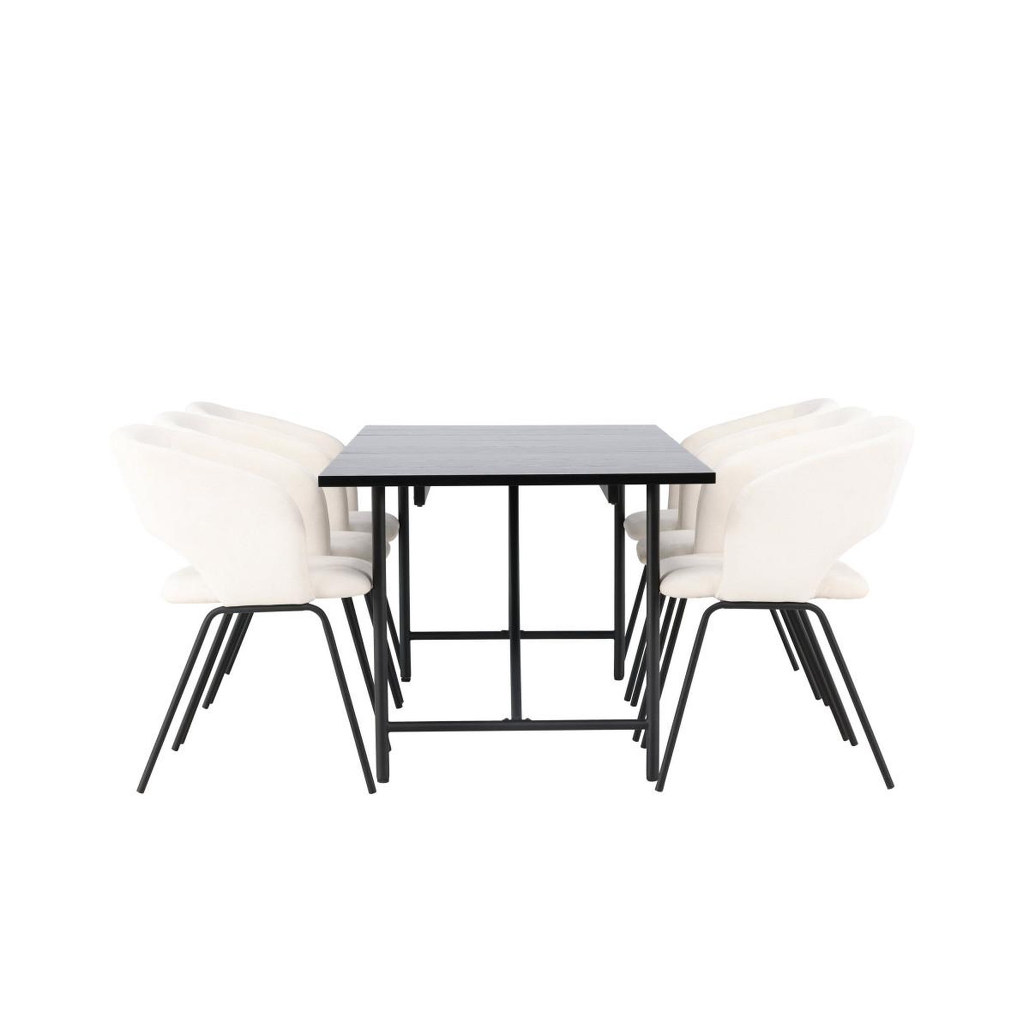 Voir la diapositive 3 : Paris Prix Ensemble table à manger & 6 chaises  astrid & day  200cm noir & blanc cassé