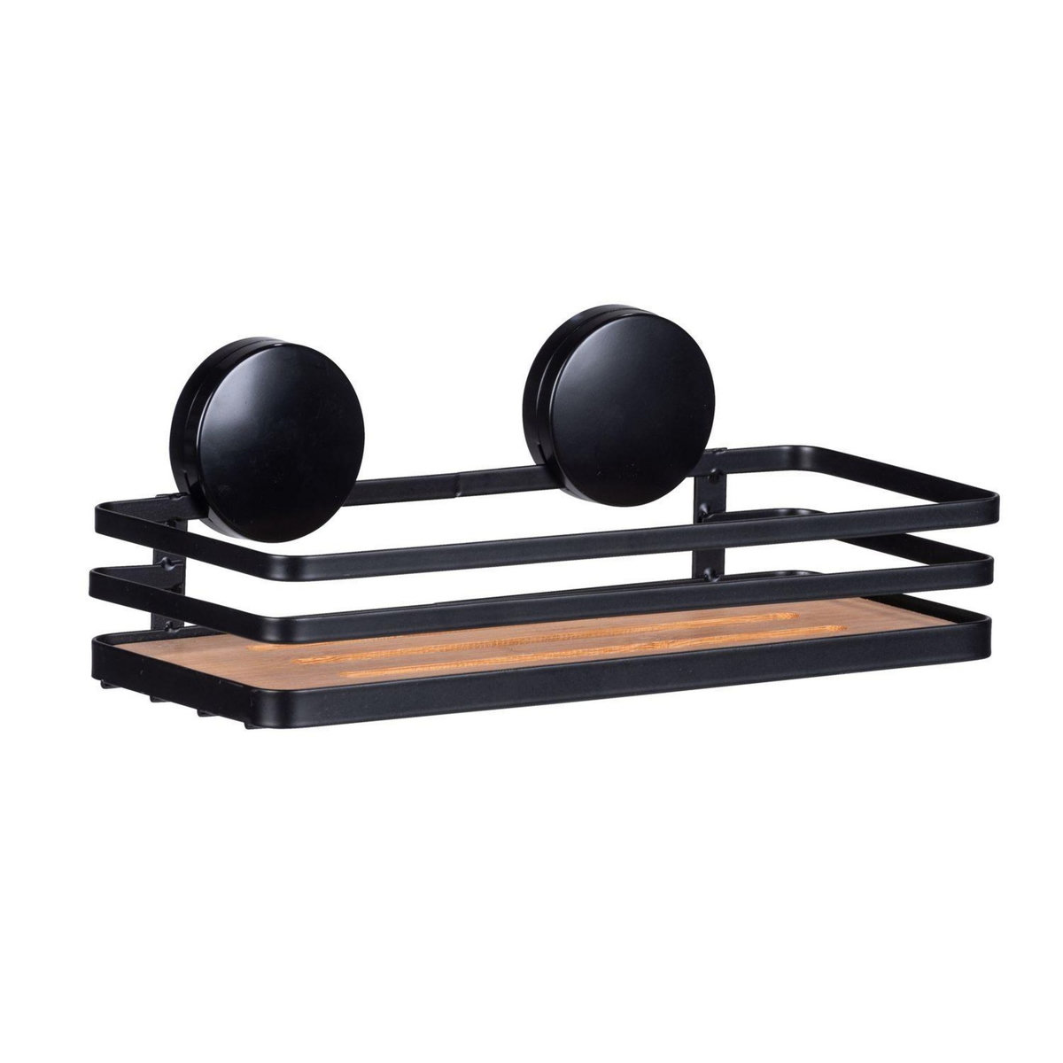 Wenko Support mural Static-Loc collection Alba pour salle de bain - Noir et bois