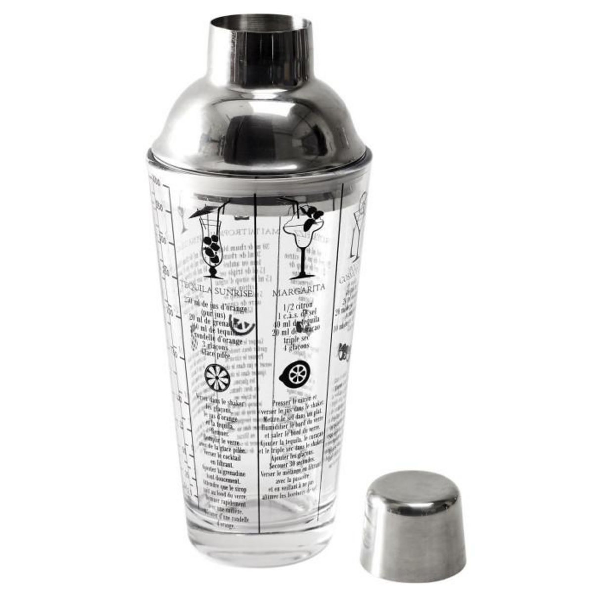 Paris Prix Shaker Cocktail Verre  Recettes  450ml Transparent