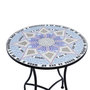 Voir la diapositive 2 : OUTSUNNY Table ronde style fer forgé bistro plateau mosaïque motif fleur métal époxy anticorrosion noir céramique