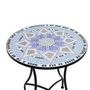 Voir la diapositive 2 : OUTSUNNY Table ronde style fer forgé bistro plateau mosaïque motif fleur métal époxy anticorrosion noir céramique