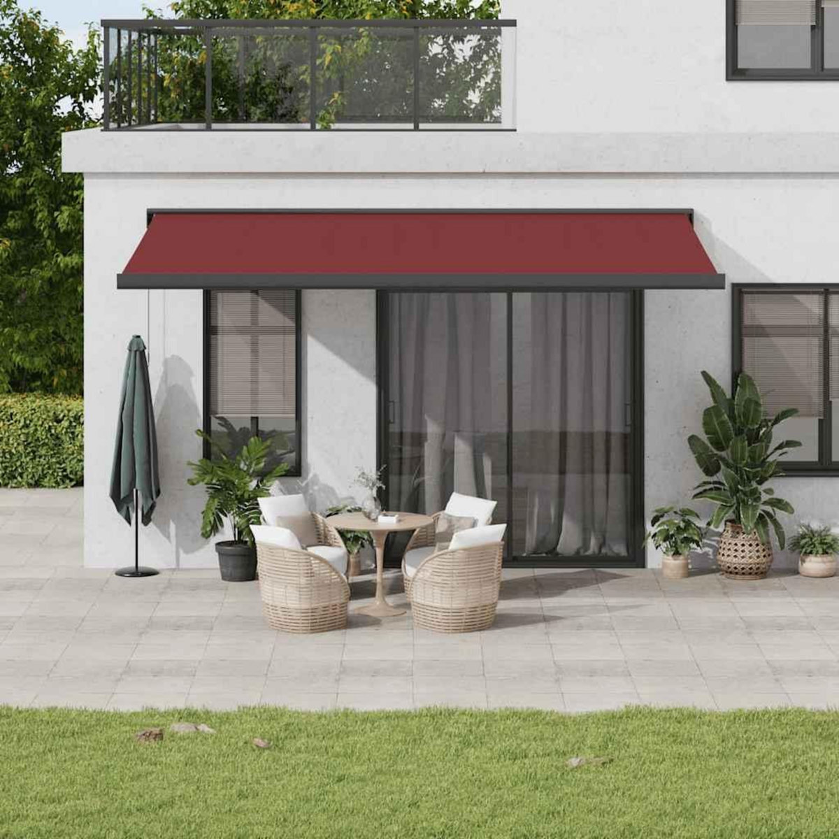 VIDAXL Auvent retractable automatique bordeaux 500x300 cm