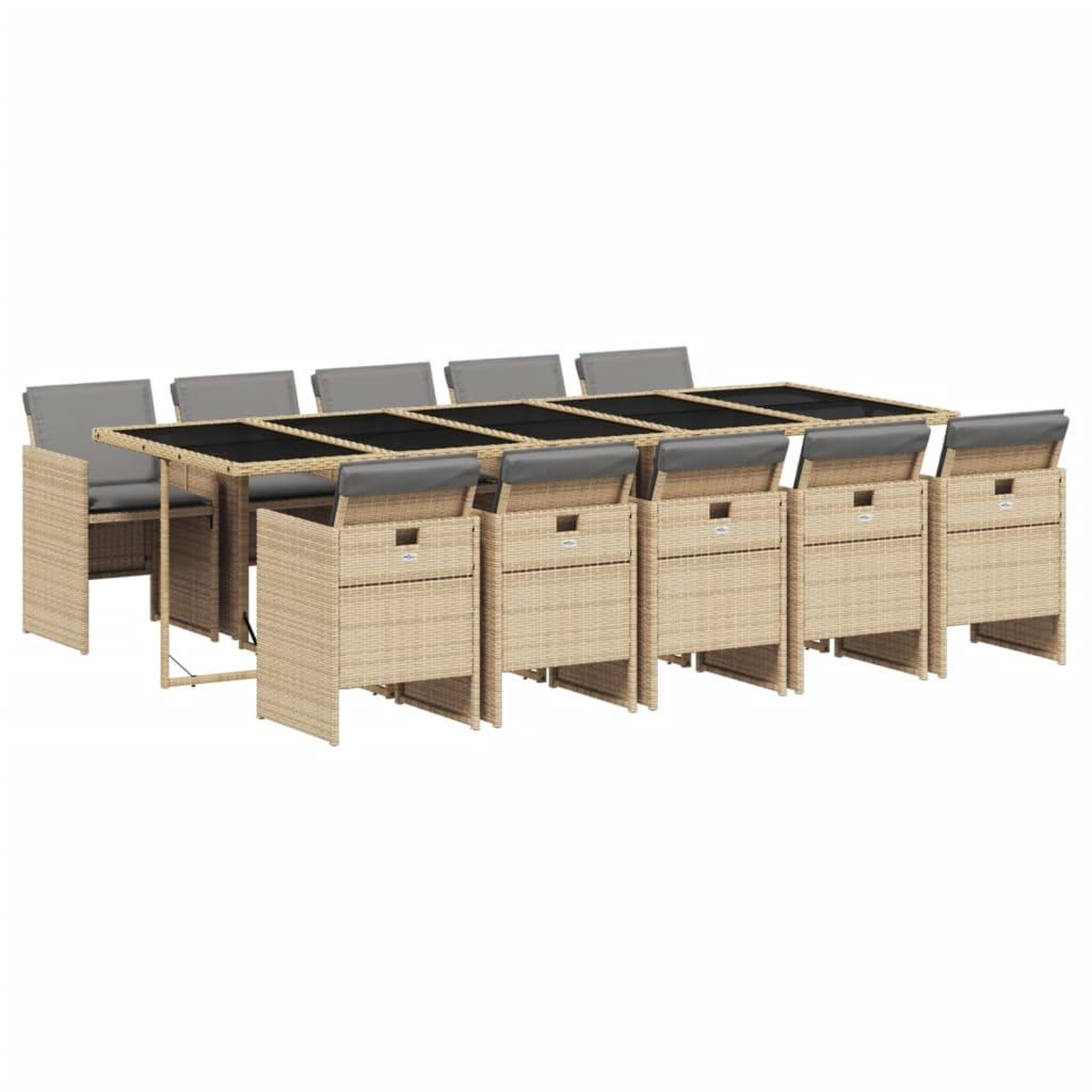 Voir la diapositive 2 : VIDAXL Ensemble a manger de jardin et coussins 11 pcs melange beige