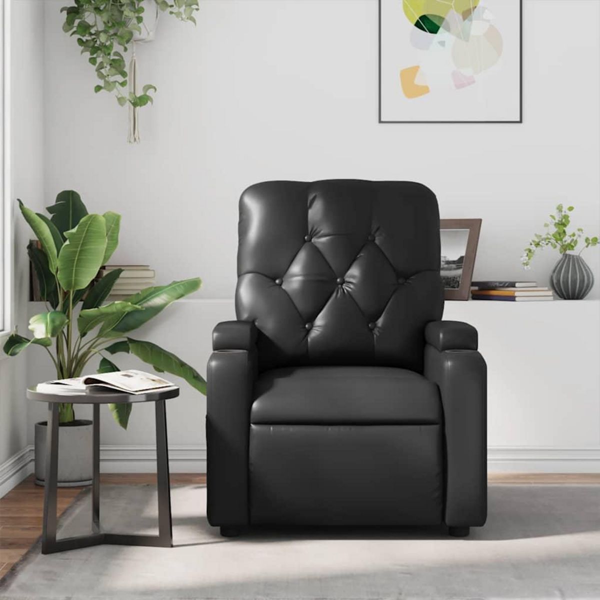 VIDAXL Fauteuil de massage inclinable Noir Similicuir