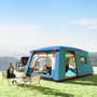 Voir la diapositive 4 : OUTSUNNY Tente de camping familiale 4-5 personnes - portes, fenêtres, sac de transport inclus - dim. 4,3 x 3 x 1,95 m - bleu