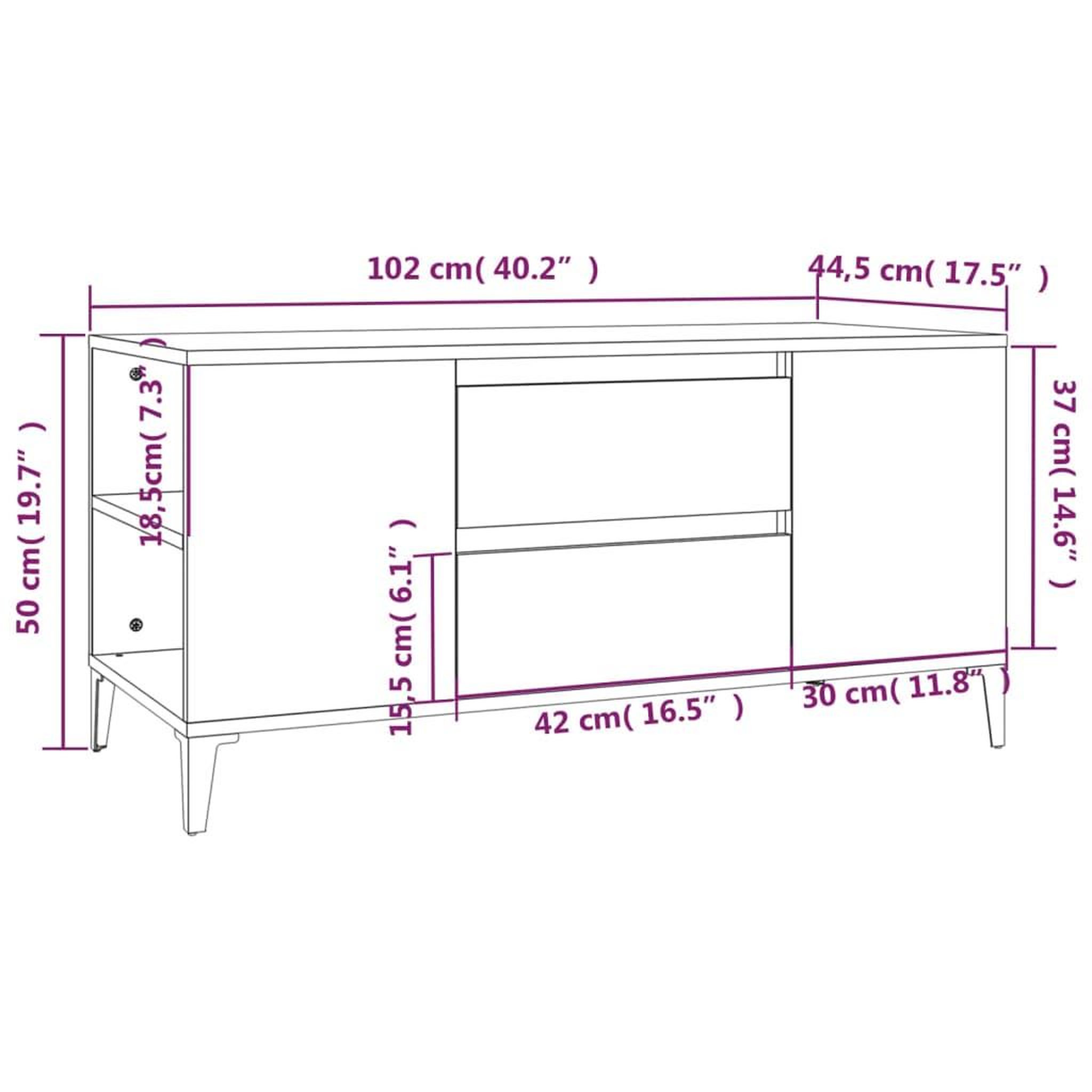 Voir la diapositive 6 : VIDAXL Meuble TV Chene marron 102x44,5x50 cm Bois d'ingenierie