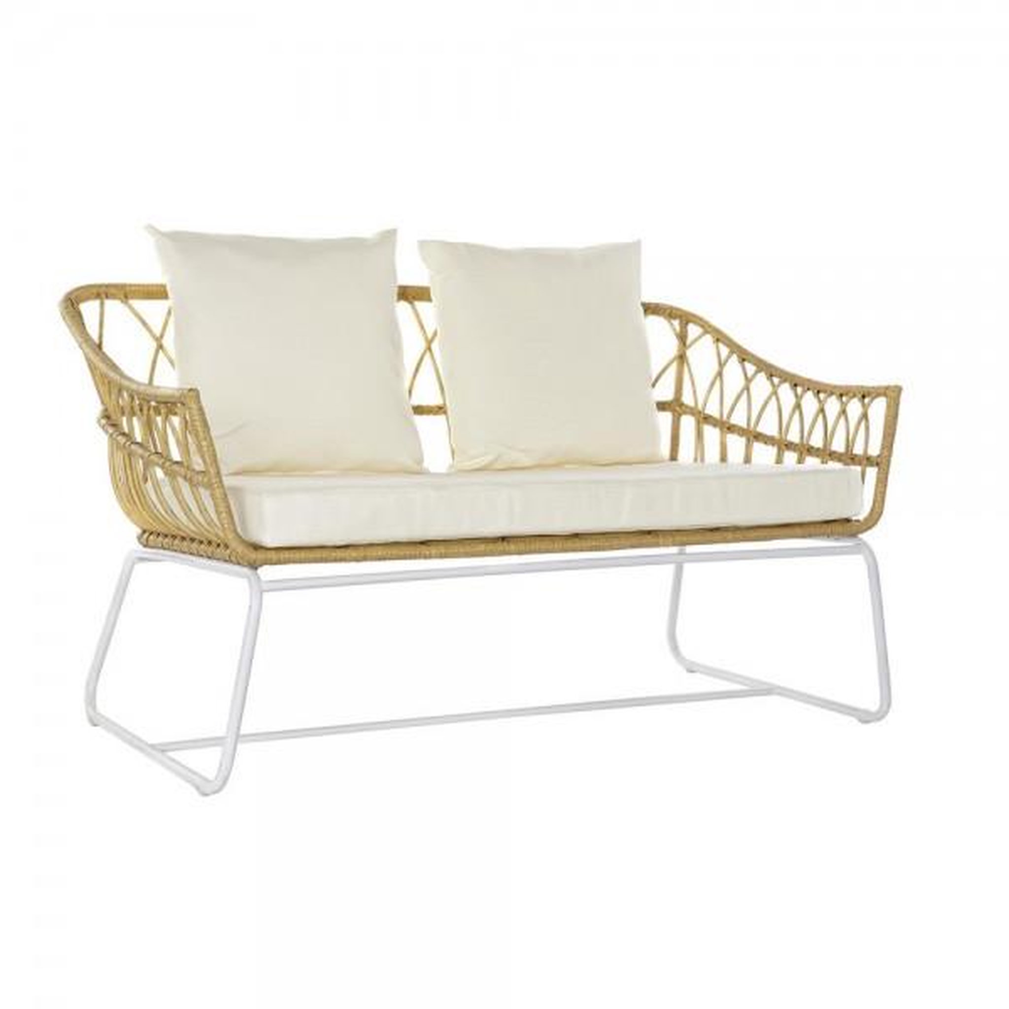 Voir la diapositive 1 : MARKET24 Canapé de jardin DKD Home Decor Blanc Métal rotin synthétique (132 x 58 x 80 cm)