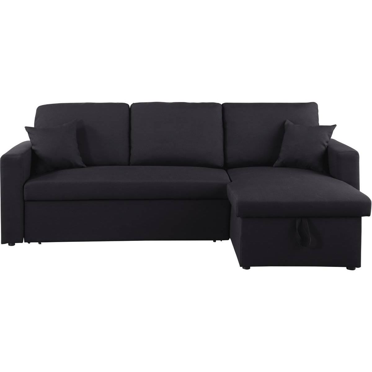 Habitat et Jardin Canapé d'angle convertible/ réversible  Alain  - 221 x 145 x 85 cm - 3 places - Noir