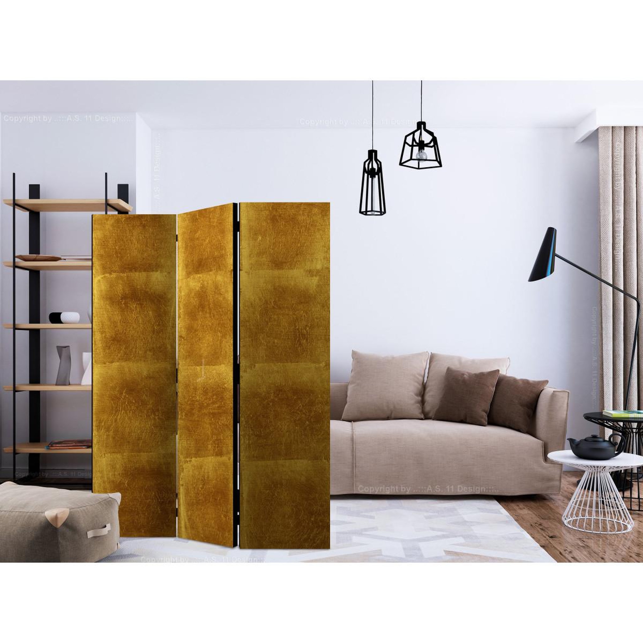 Voir la diapositive 2 : Paris Prix Paravent 3 volets  golden cage  135x172cm
