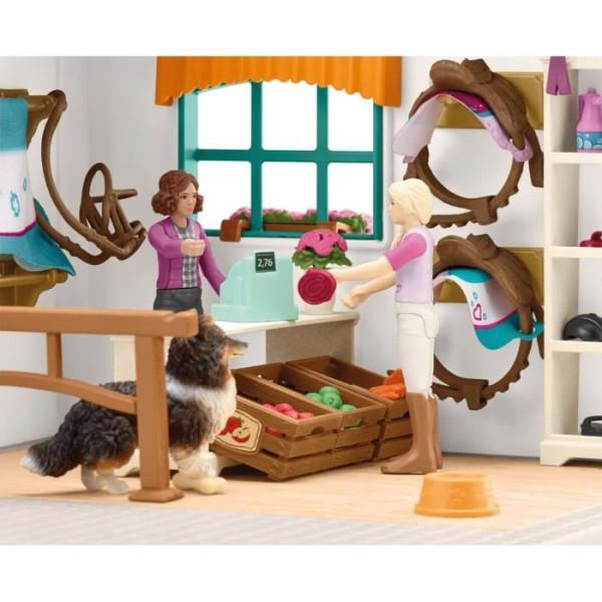 Voir la diapositive 6 : Schleich Boutique d'équitation pour chevaux schleich, coffret schleich avec 67 éléments inclus dont 1 cheval schleich, coffret figurin