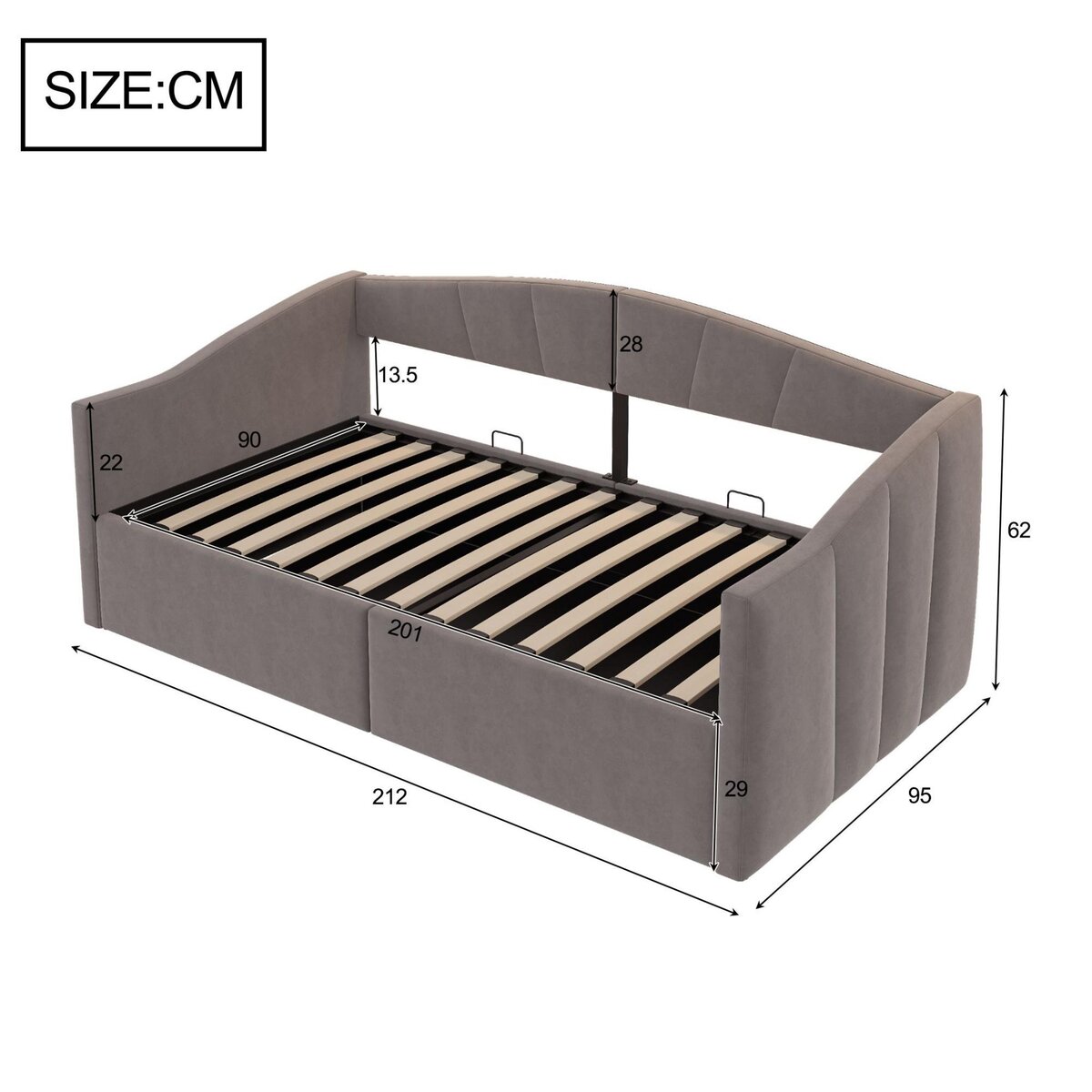 MERAX Lit coffre rembourré