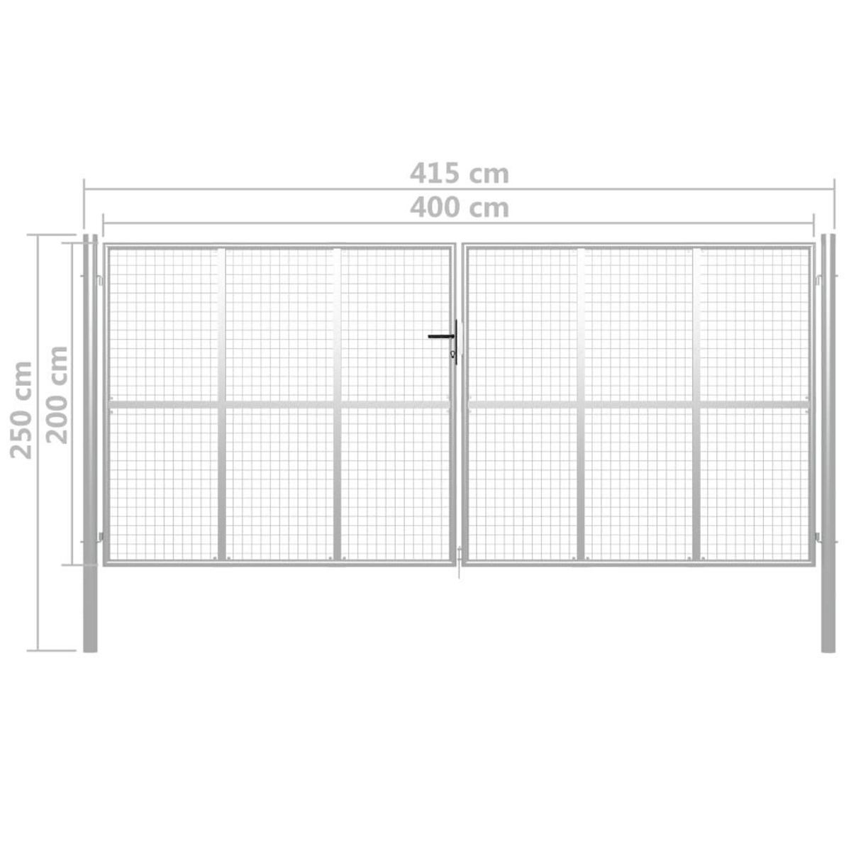 VIDAXL Porte de jardin Acier galvanise 415x250 cm Argente