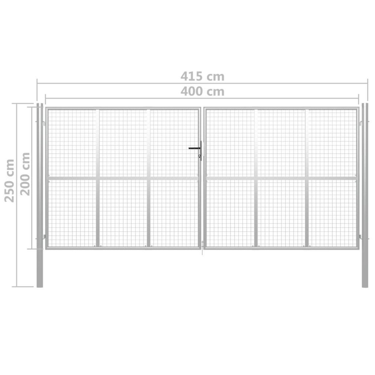 VIDAXL Porte de jardin Acier galvanise 415x250 cm Argente