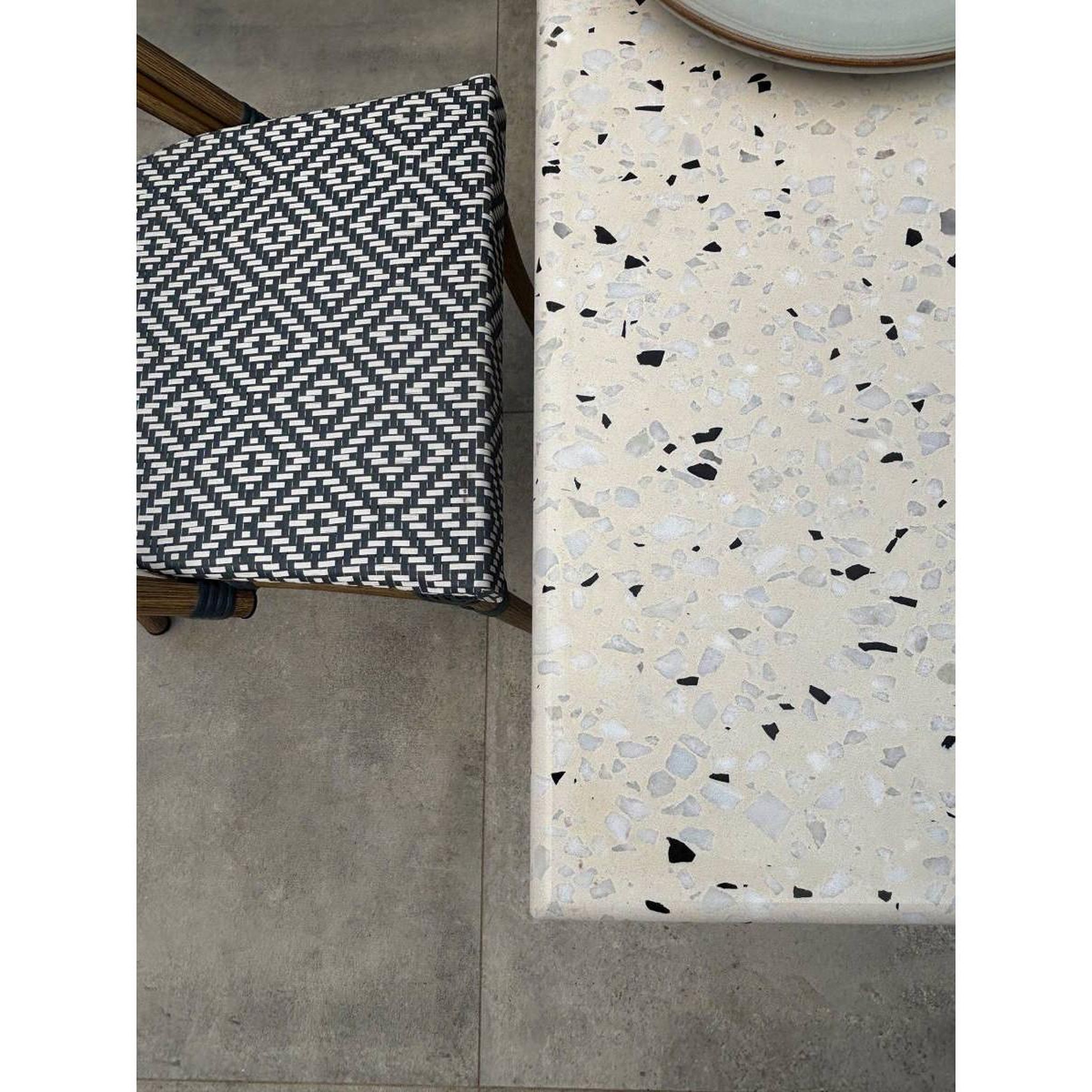 Voir la diapositive 5 : Paris Prix Table de jardin carrée en terrazzo  bistro  70cm blanc