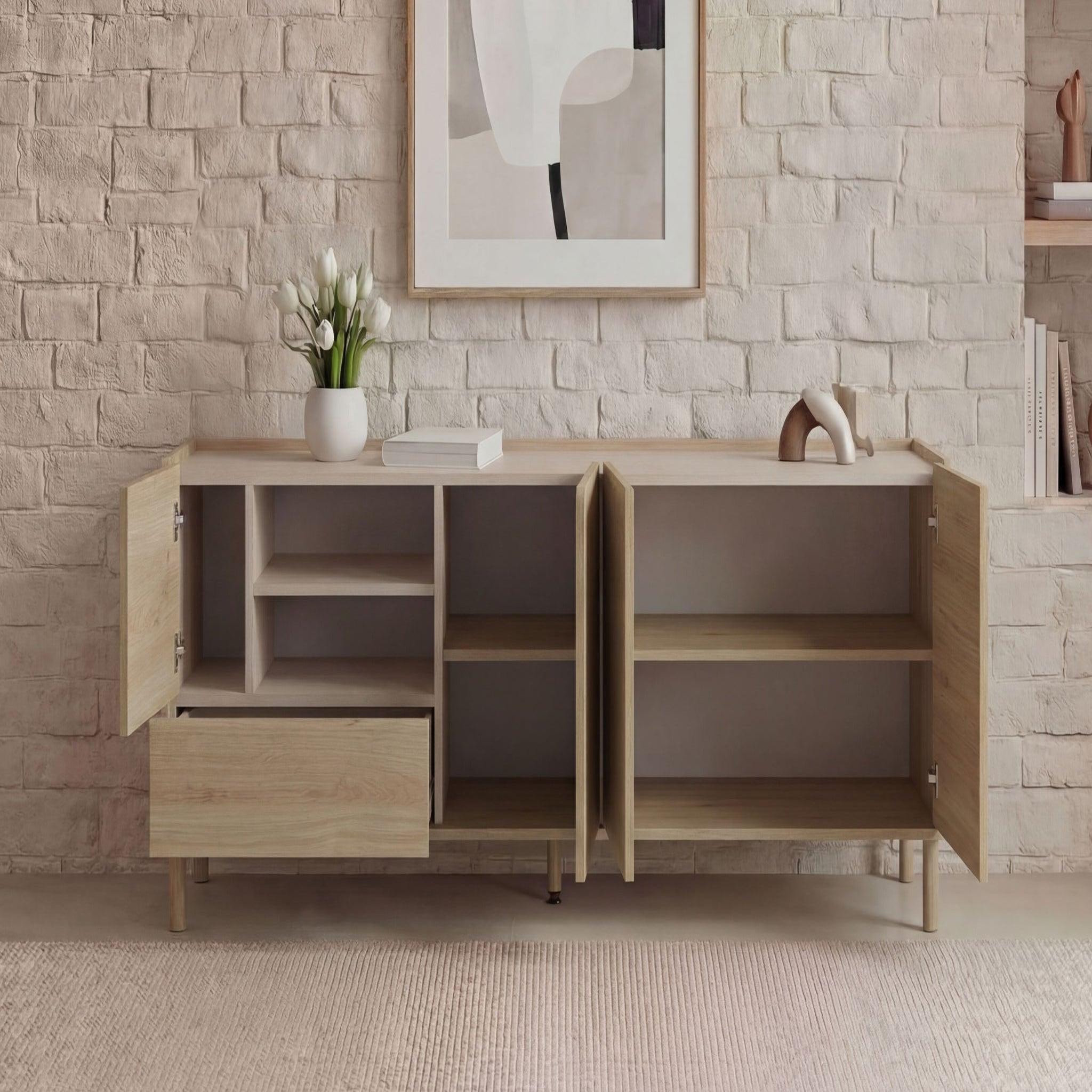 Voir la diapositive 5 : CASANOVA PARIS Isadora - buffet 3 portes 180cm en mélamine - chêne clair