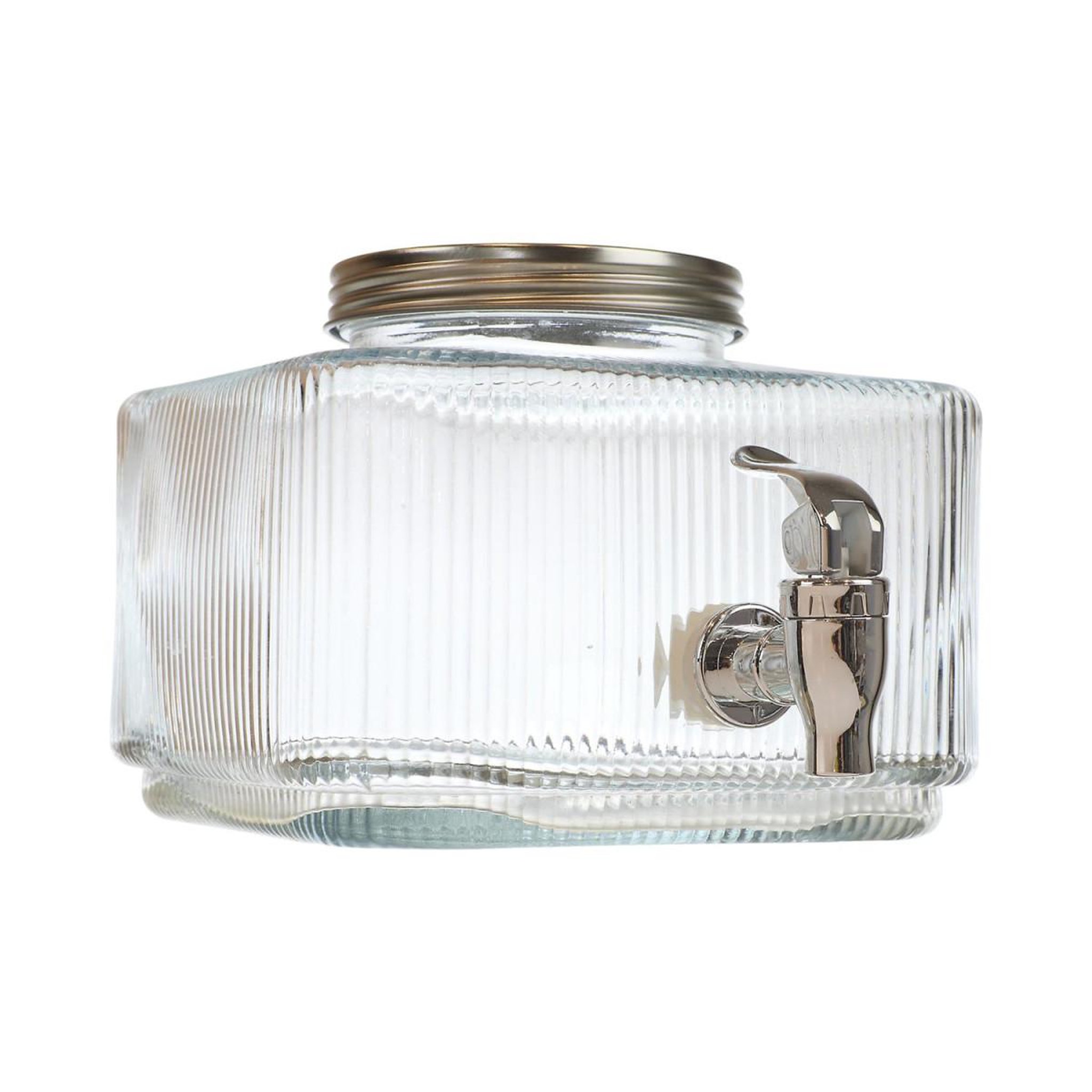 The Home Deco Factory Fontaine à boisson carrée  striée  3l transparent