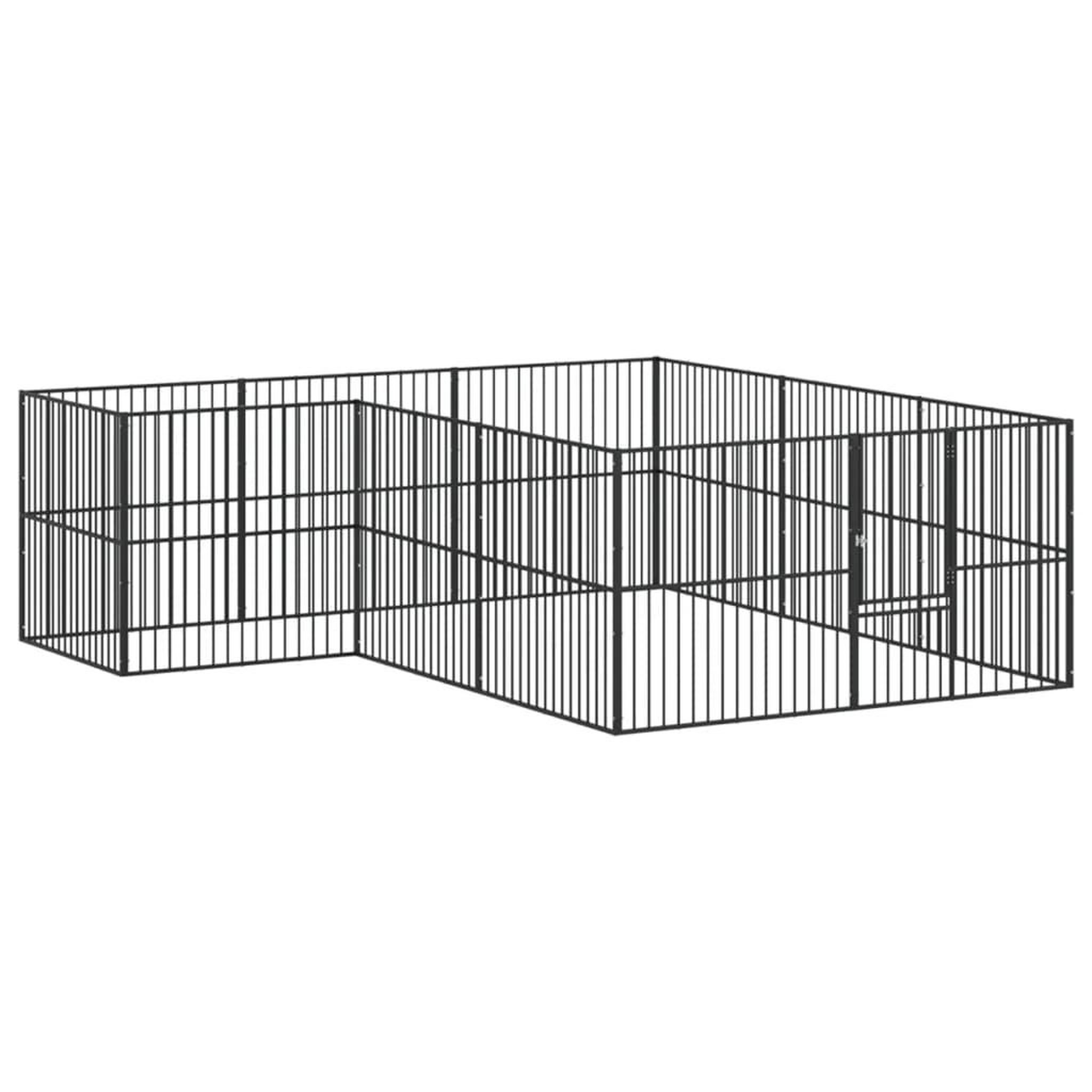Voir la diapositive 2 : VIDAXL Parc pour chien 12 panneaux noir acier galvanise