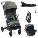 BEBELISSIMO Poussette combinée duo 2 en 1 - siège auto 0+ Lioni – dès la naissance – jusqu'à 22kg - vert - base ISOFIX - jambe de force