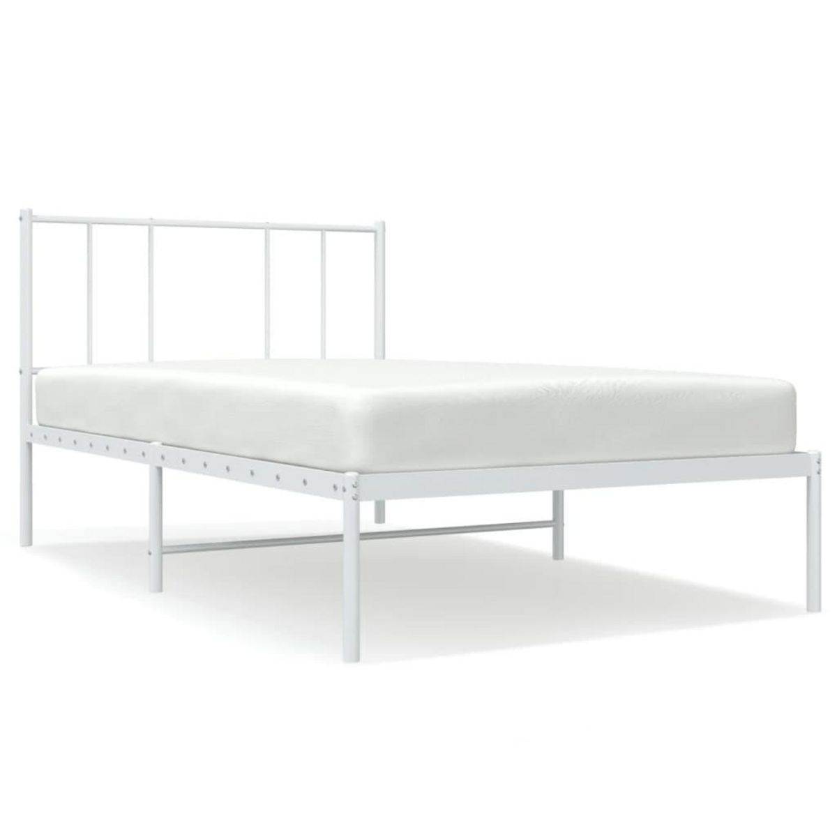 VIDAXL Cadre de lit metal sans matelas avec tete de lit blanc 90x190cm