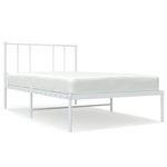 VIDAXL Cadre de lit metal sans matelas avec tete de lit blanc 90x190cm