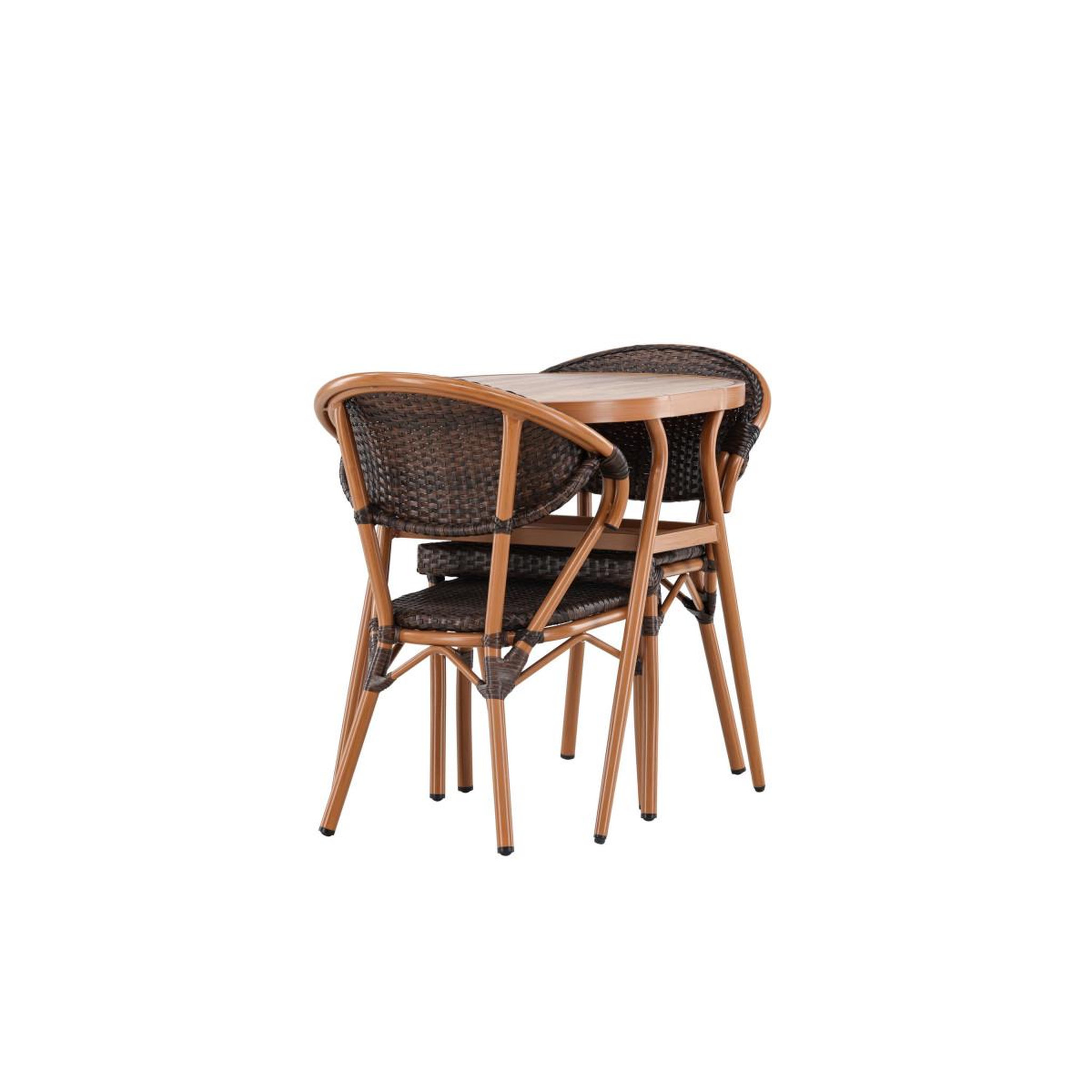 Voir la diapositive 3 : Paris Prix Ensemble table de jardin & 2 chaises  abrantes  80cm marron