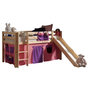 Voir la diapositive 1 : Paris Prix Lit Enfant Avec Toboggan  Pino Rose  90x200cm Naturel